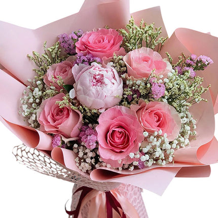 Bouquet of Baby Pink Peony With Rose Vietnam