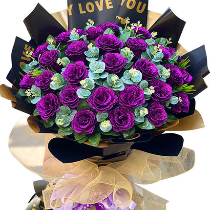 Dark Purple Glitter Wax Roses Bouquet Vietnam