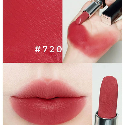 Dior Rouge Velvet 720 Icone Veil On Lip