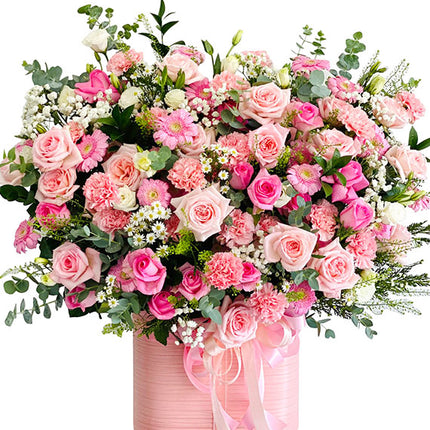 Dreamy Pink Valentine Blooms Basket Vietnam