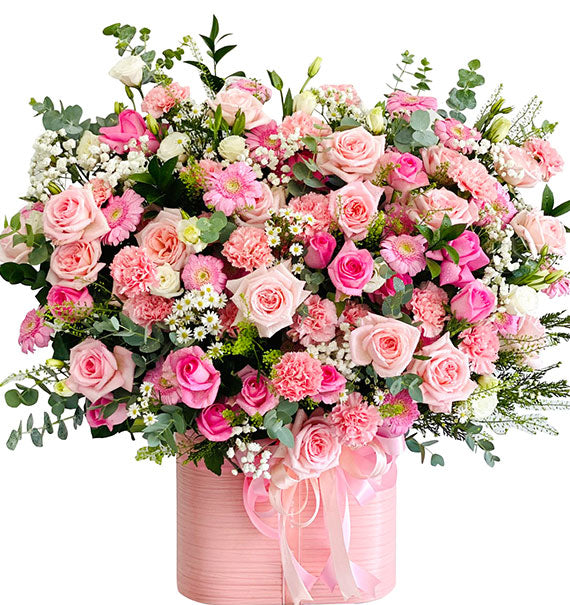 Dreamy Pink Valentine Blooms Basket Vietnam