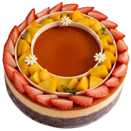 Flan Gato Peach Flower Cake Vietnam