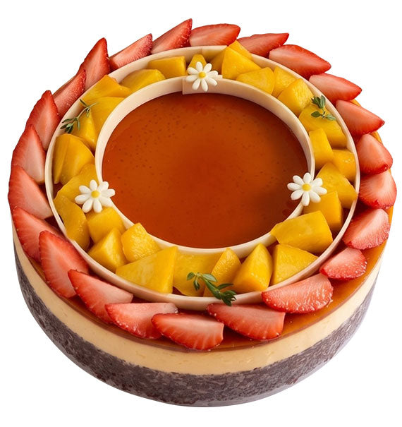 Flan Gato Peach Flower Cake Vietnam
