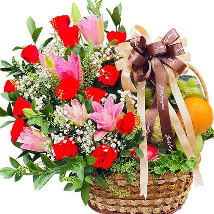 Fruits Hamper With Flowers Vietnam