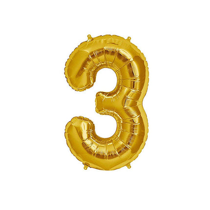 Gold Number 3 Foil Balloon