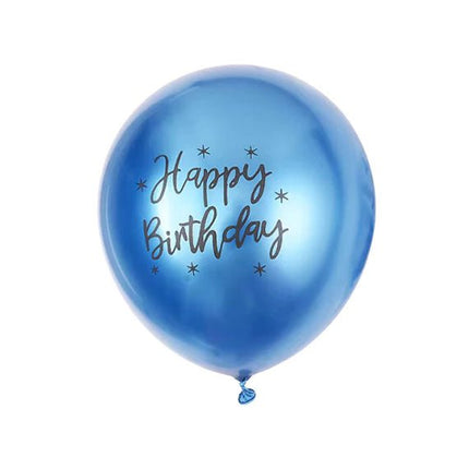 Metallic Happy Birthday Printed Latex Balloon Pack