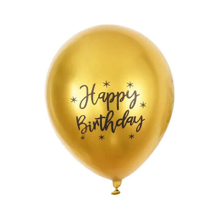 Metallic Happy Birthday Printed Latex Balloon Pack