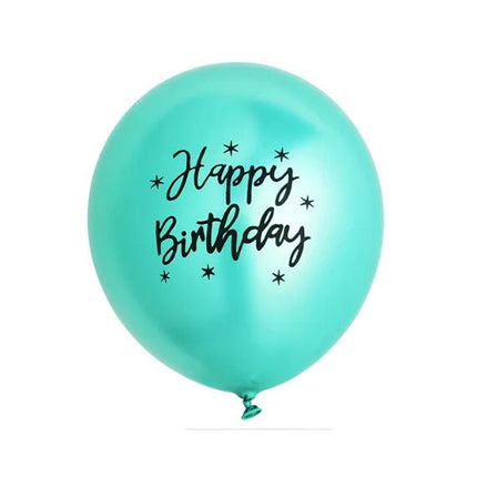 Metallic Happy Birthday Printed Latex Balloon Pack