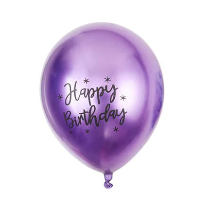 Metallic Happy Birthday Printed Latex Balloon Pack