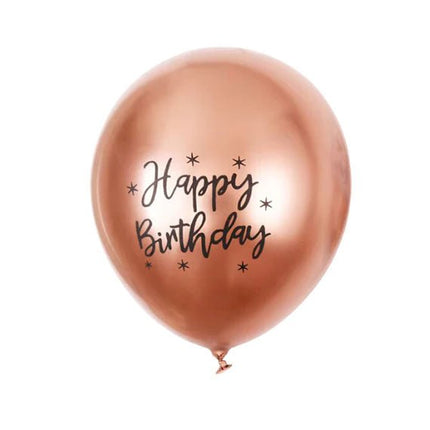 Metallic Happy Birthday Printed Latex Balloon Pack