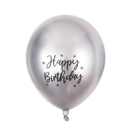 Metallic Happy Birthday Printed Latex Balloon Pack