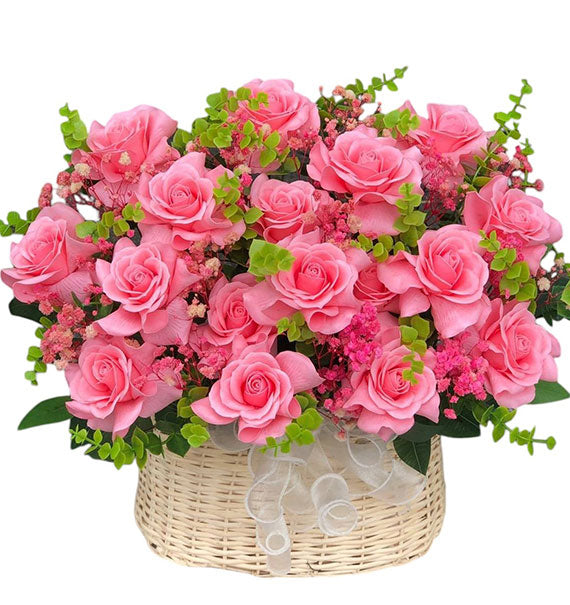 Magenta Eternal Roses Basket Vietnam