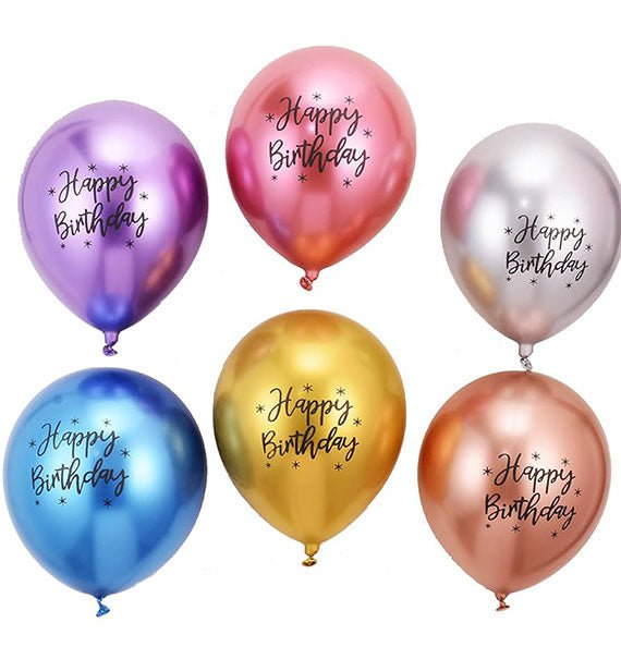 Metallic Happy Birthday Printed Latex Air-filled Balloon Pack [HCM ONLY]