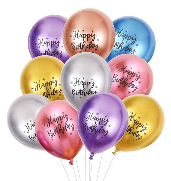 Metallic Happy Birthday Printed Latex Helium-filled Balloon Pack Gifts Vietnam