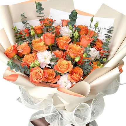 Orange Rose Bouquet For Vietnamese Women's Day