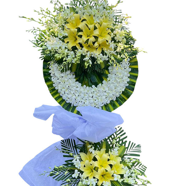Orchid and Lily Funeral Wreath Vietnam