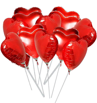 Pack Of 12 Heart Shaped Foil Air-filled Balloons [HCM ONLY]