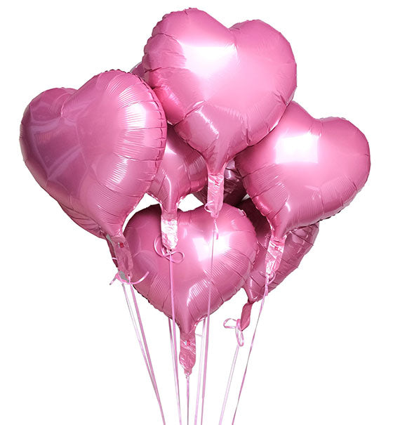Pack Of 6 Heart Shaped Foil Helium-filled Balloons [HCM ONLY]