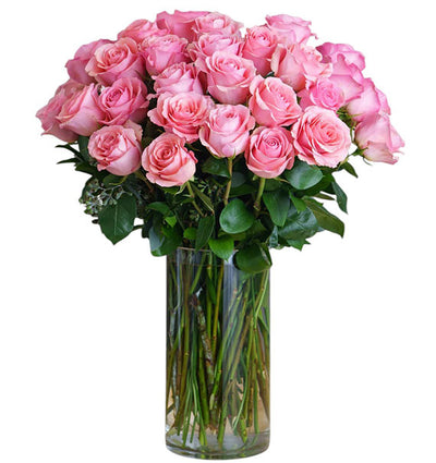 Pink Ecuadorian Roses In Vase (Pre-Order)