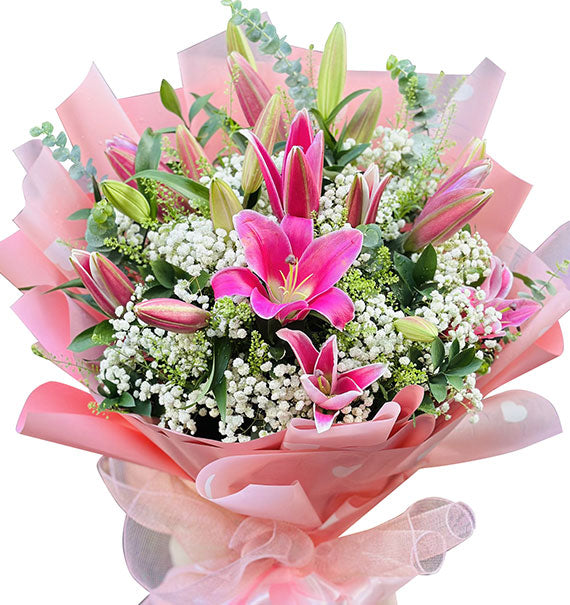 Pink Lilies Bouquet For Mother’s Day Vietnam