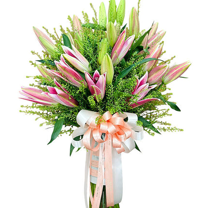 Pink Lilies In Vase Vietnam
