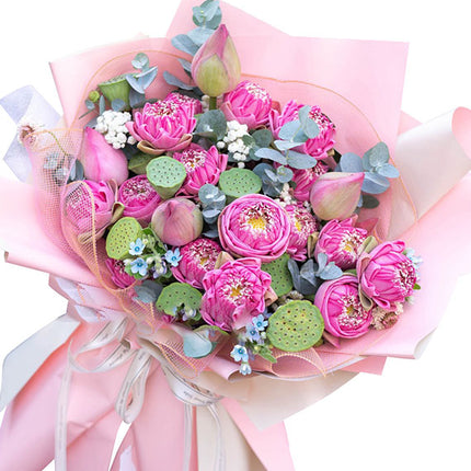 Pink Lotus Bouquet Vietnamese Teacher’s Day