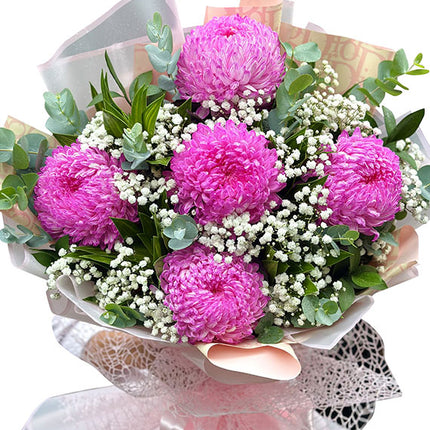 Pink Peony Chrysanthemum Bouquet Vietnam