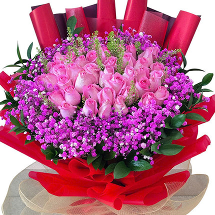 Pink Rose Bouquet For Vietnamese Women's Day