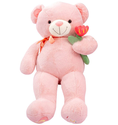Pink Teddy Bear With Flower