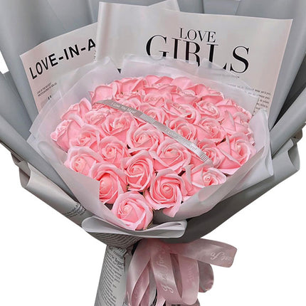 Pink Waxed Rose Bouquet For Valentine Vietnam