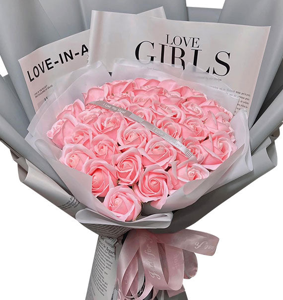 Pink Waxed Rose Bouquet For Valentine Vietnam