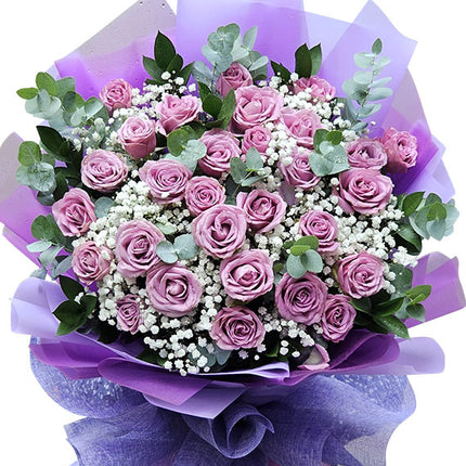 Purple Rose Bouquet For Vietnamese Women's Day