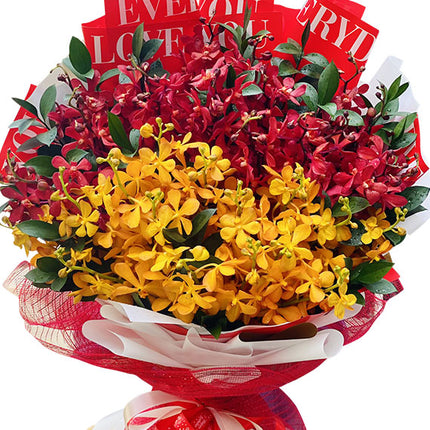Red & Yellow Orchid Bouquet Vietnam