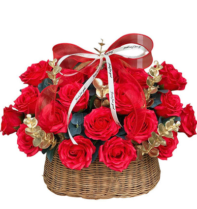 Red Eternal Roses Basket