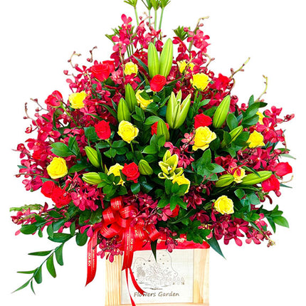 Red Gold Floral Basket Vietnam