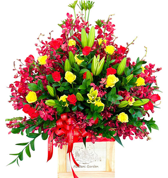 Red Gold Floral Basket Vietnam