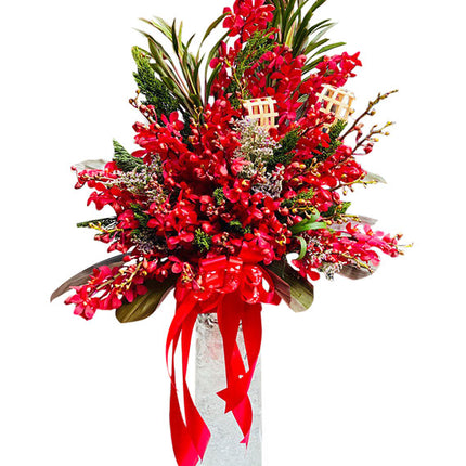 Red Orchid In Vase Vietnam