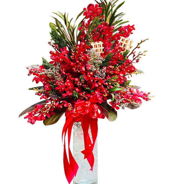 Red Orchid In Vase Vietnam