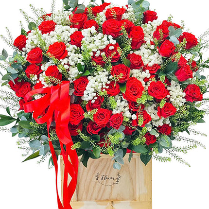 Red Rose Basket For Vietnamese Women's Day