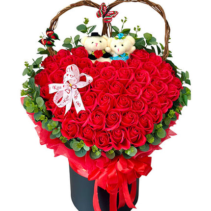 Red Waxed Roses Heart Shaped Box Vietnam