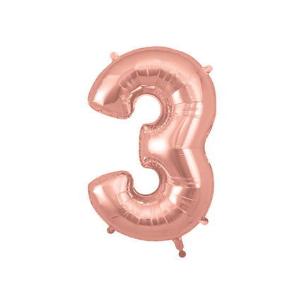Rose Gold Number 3 Foil Balloon