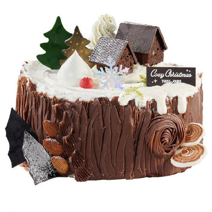 Snowy Village Buche De Noel Cake Vietnam