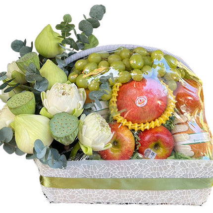 Sympathy Hamper With Fruits & Lotus Vietnam