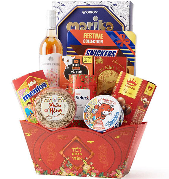 Tet Red Bloom Gift Basket Vietnam