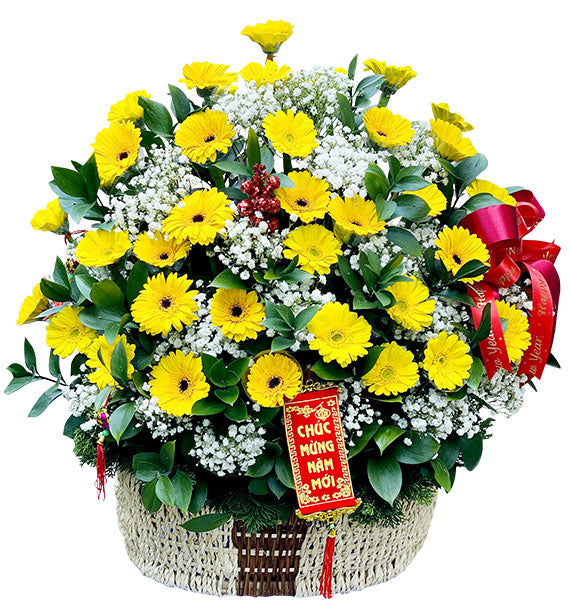 Tet Yellow Gerbera Basket Vietnam