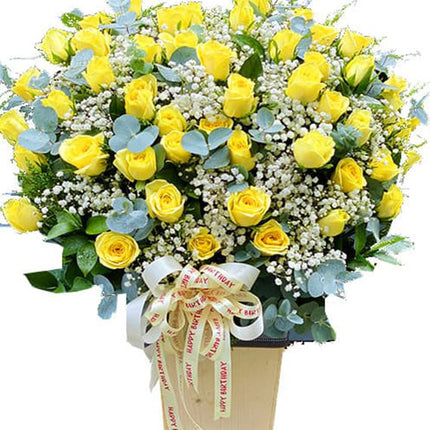 Tet Yellow Rose Basket Vietnam