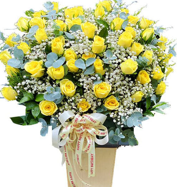 Tet Yellow Rose Basket Vietnam