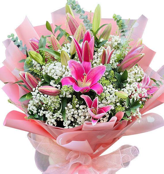 Valentine Pink Lilies Bouquet Vietnam
