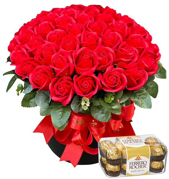 Valentine’s Chocolate & Waxed Roses Combo Vietnam