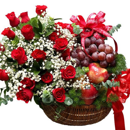 Valentine's Floral Kiss Fruit Basket Vietnam